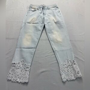 Boston Proper Light Blue Lace Hem Jeans
